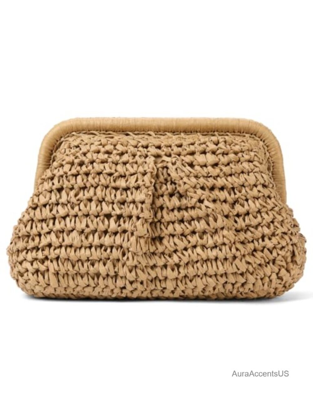 Faux Straw Cloud Shape Woven Clutch Crossbody Handbag Summer Beach Shoulder Bag